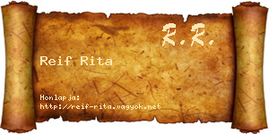 Reif Rita névjegykártya